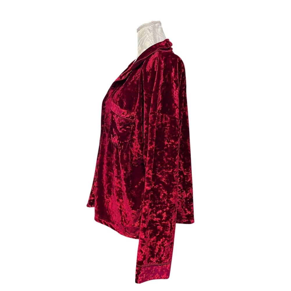 Lord & Taylor Red Crushed Velvet Top XL - Picture 3 of 10